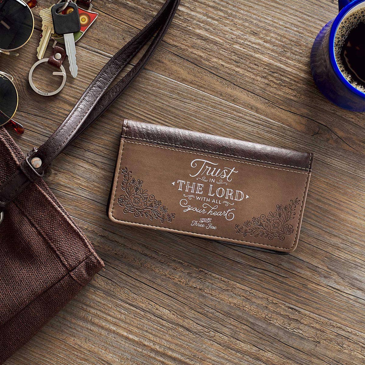 Checkbook Wallet Brown Two-tone Trust In The Lord Prov 3:5-6