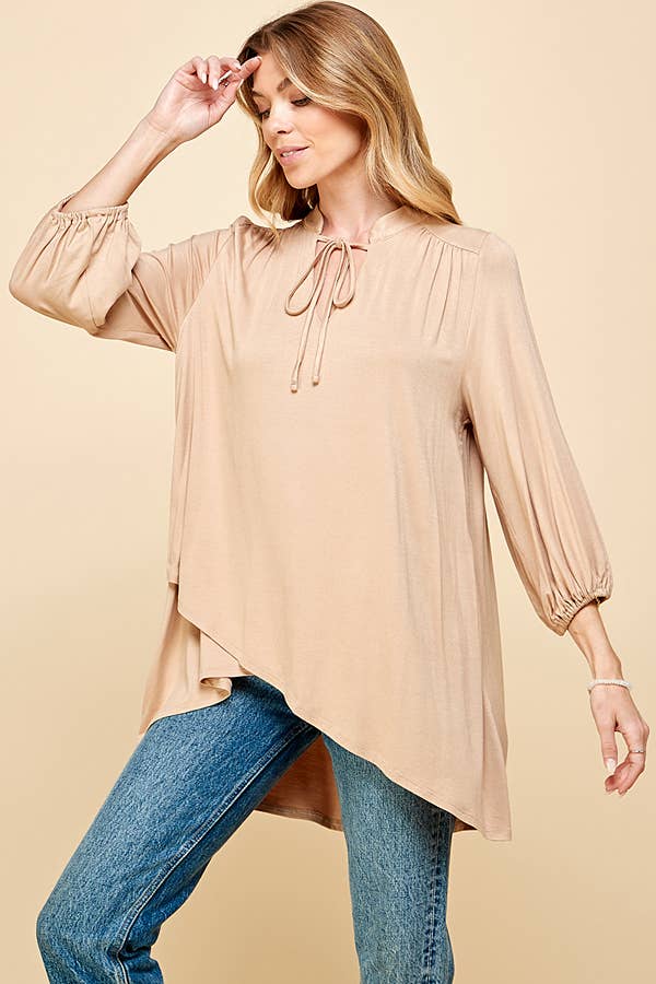 Women's Solid Color Band Wrap Top w/Tie Laces