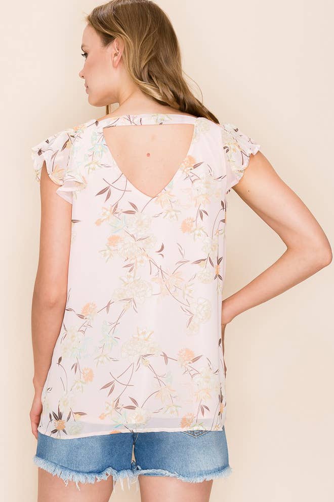 Women Floral Print Ruffle Blouse
