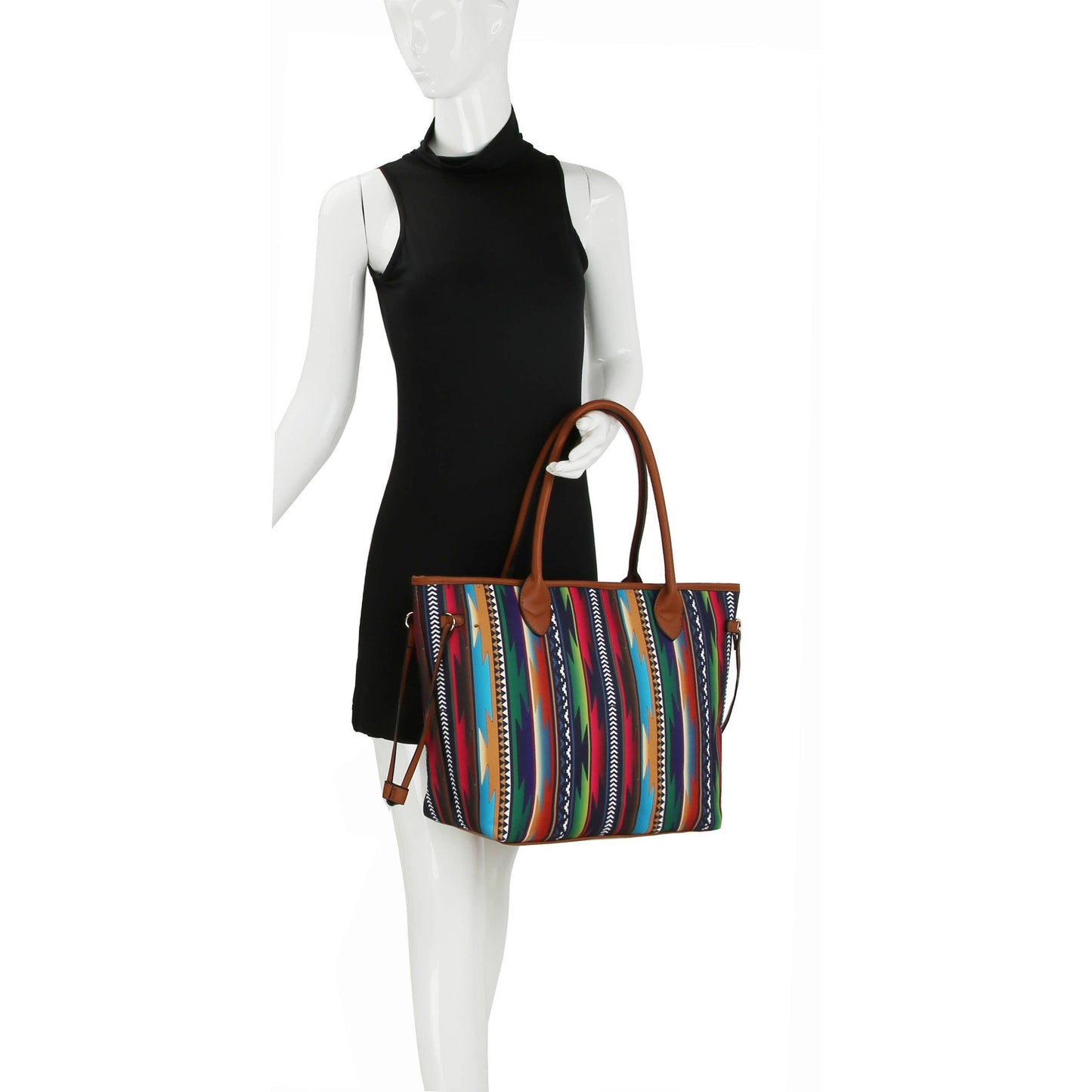 3 in 1 Tote Zig Zag Aztec Shoulder Hoho Handbag: MT / ONE SIZE