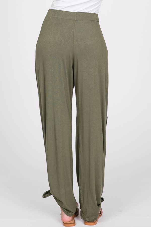 Split Side Tied Hem Pants