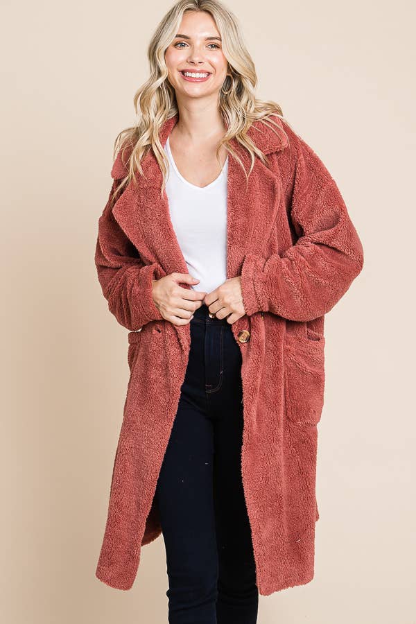 Double Breast Solid Long Coat