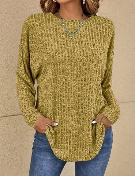 Casual Long Sleeve Crew Neck Pullover Top