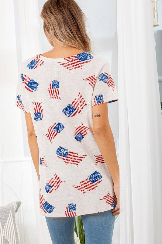 Plus American Flag Print Top