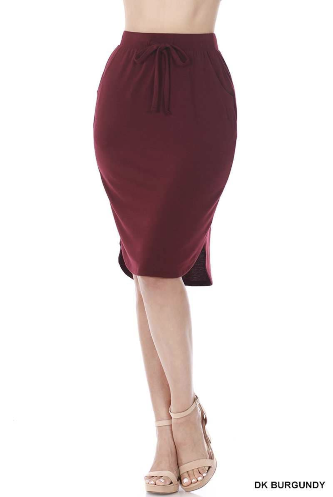 Front Tie Tulip Hem Skirt With Side Pockets