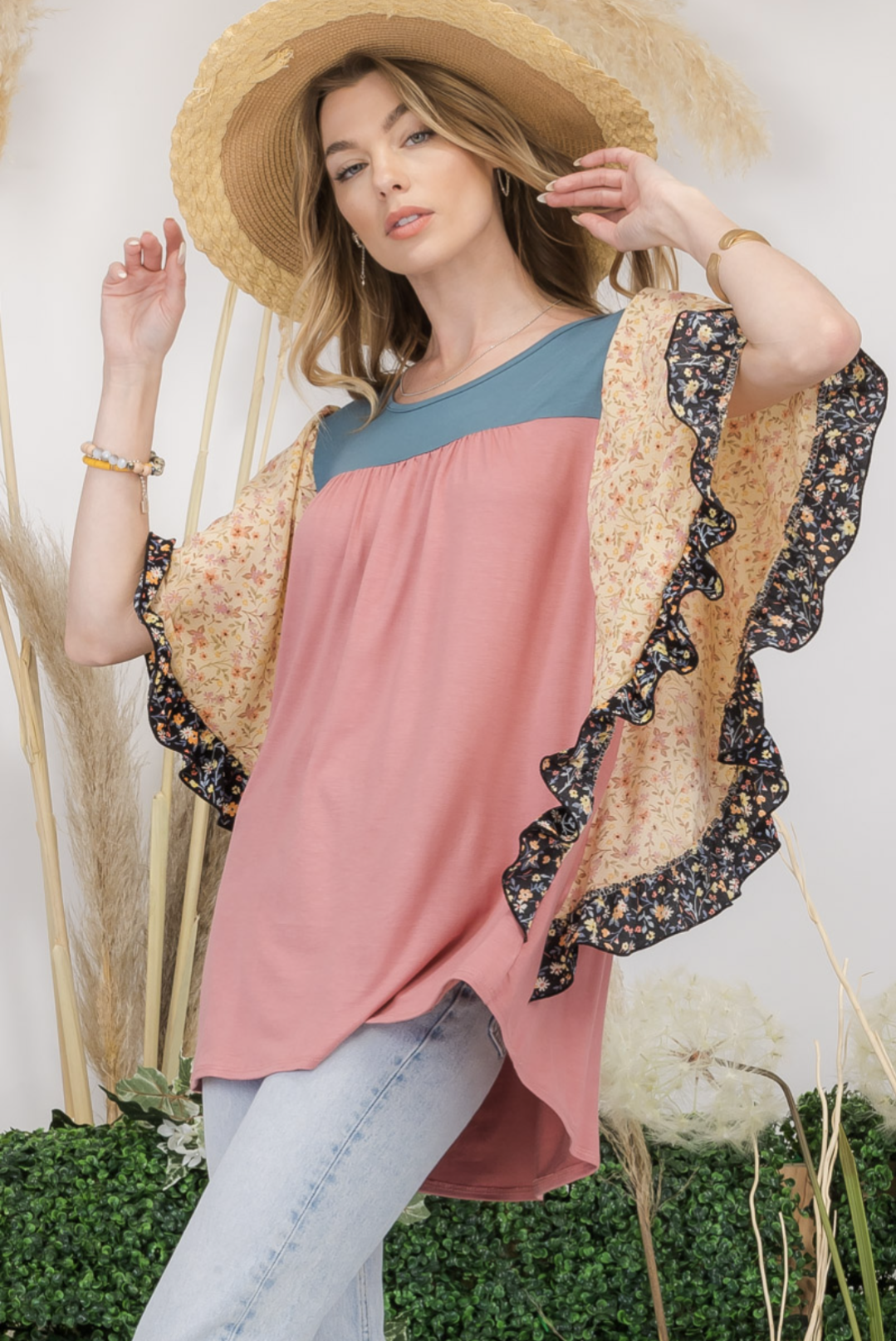 3/4 Sleeve Fall Blouse