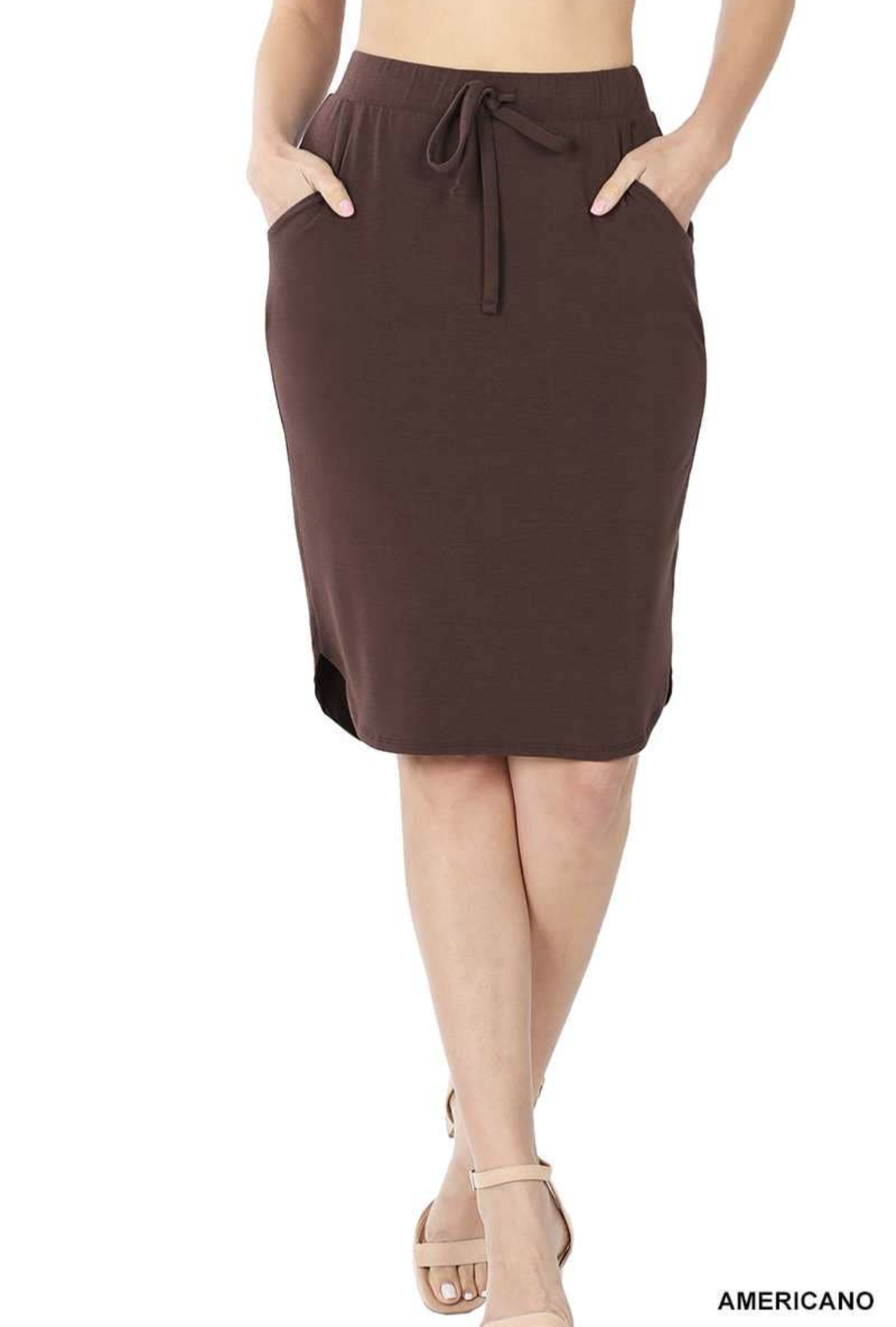 Front Tie Tulip Hem Skirt With Side Pockets