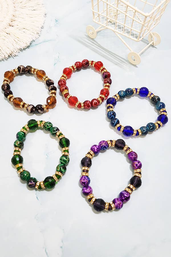 Cat Eye Stone Beaded Stretch Bracelet