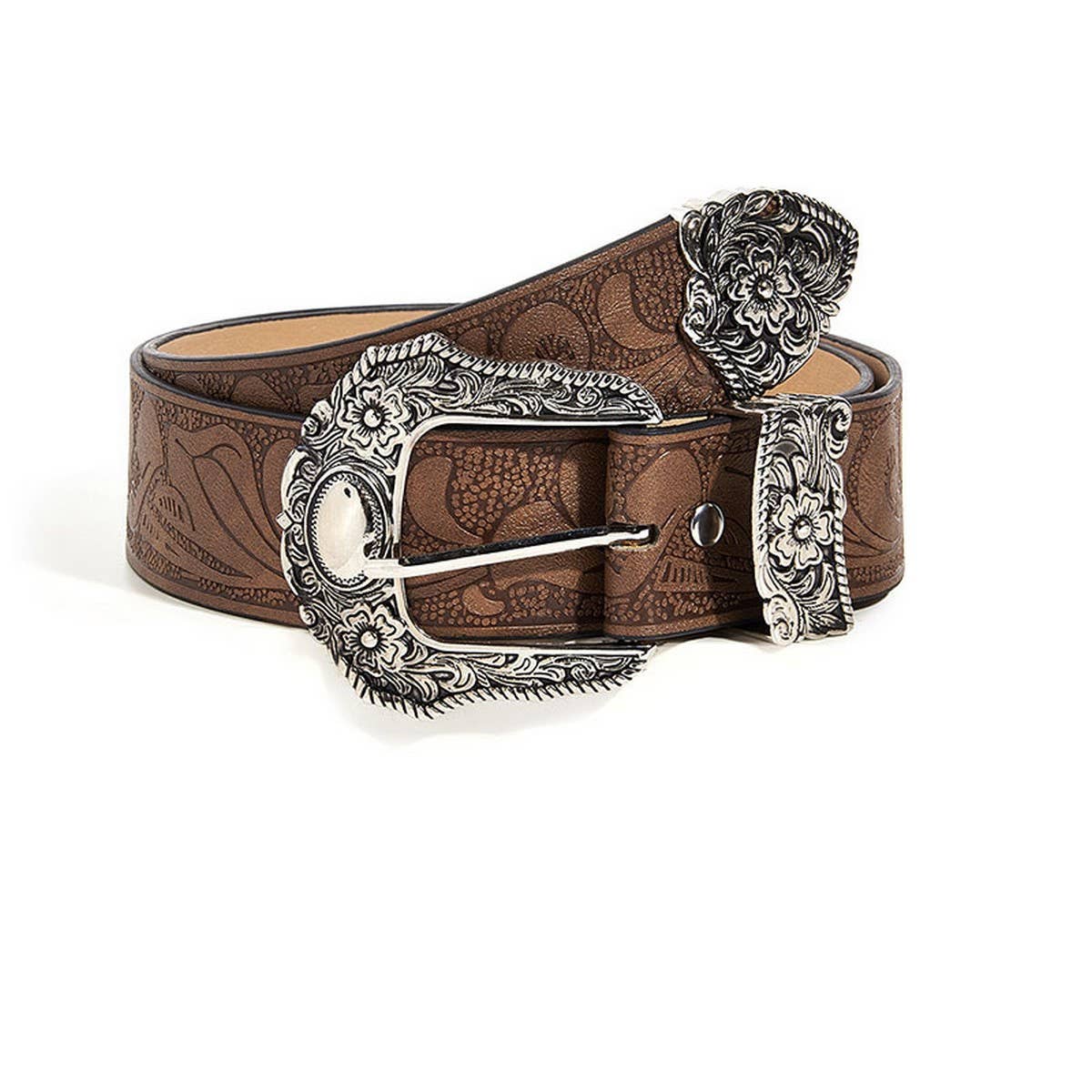 Brown Textured Printed Belt