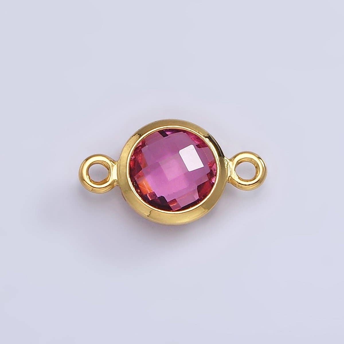 Mini 14k Gold Filled Cubic Zirconia Link Connector Color Faceted Crystal Charm Connector Birthstone Link Connector G-742~G-753