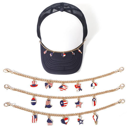 USA Theme Designed Charm Trucker Hat Chain