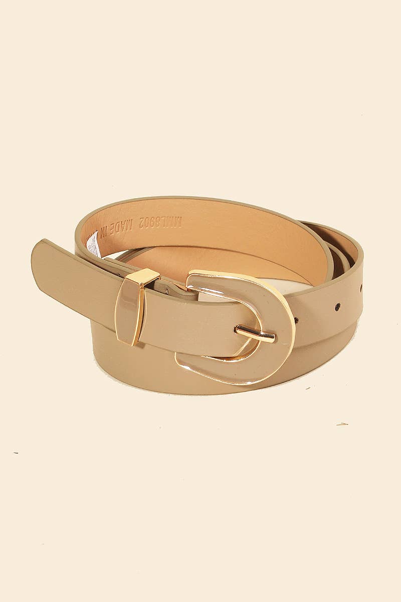 Enamel Buckle Faux Leather Belt