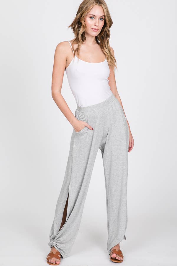 Split Side Tied Hem Pants