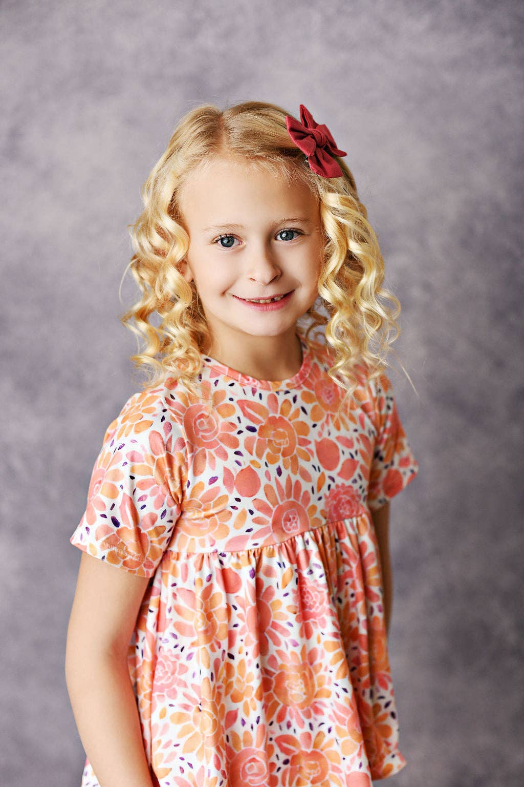 Kids Pink & Peach Flower Ruffle Summer Pocket Short Set