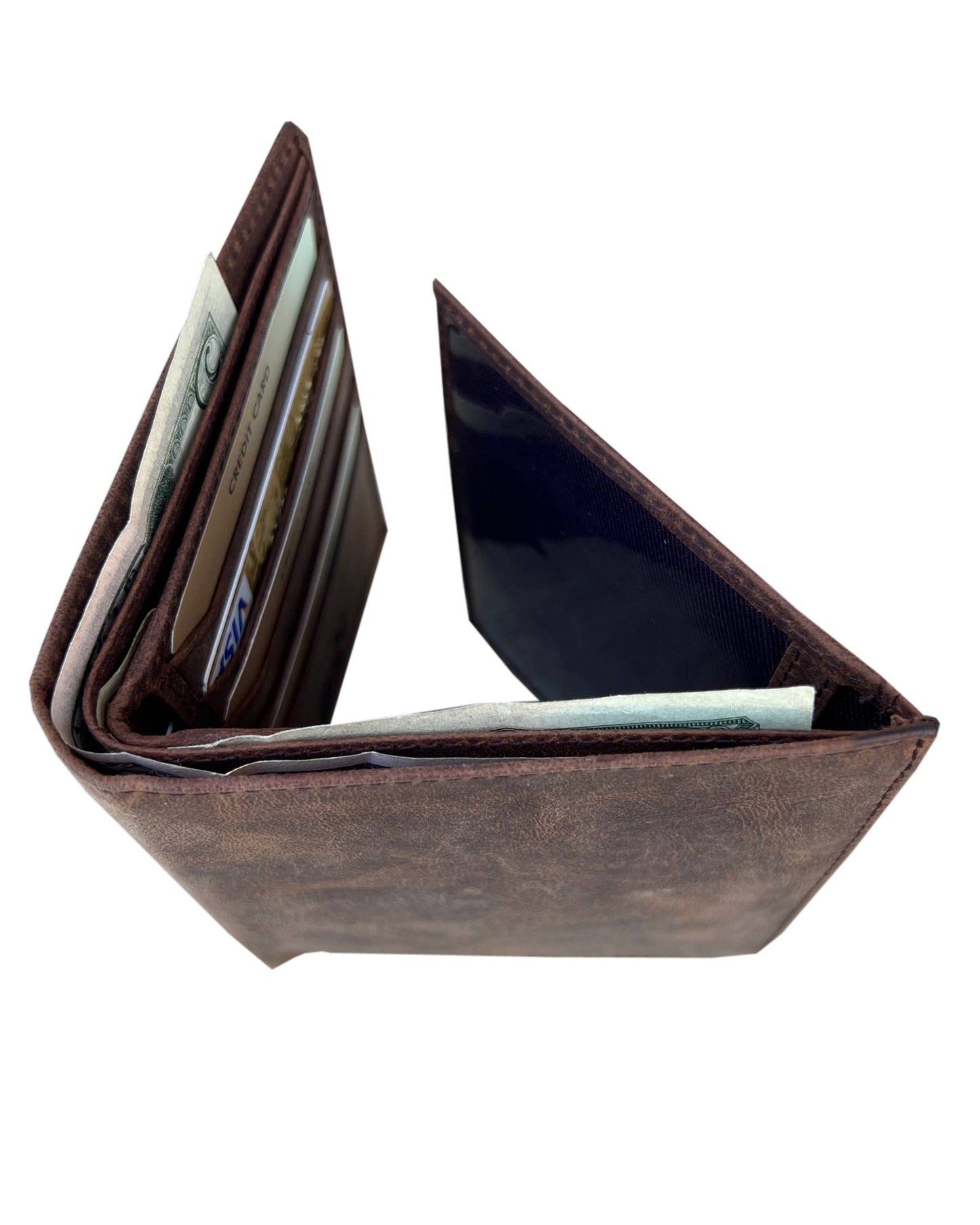 Cowhide/Buffalo Leather Bi-Fold RFID Wallet