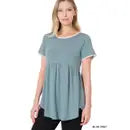 Short Sleeve Empire Waist Shirring Top