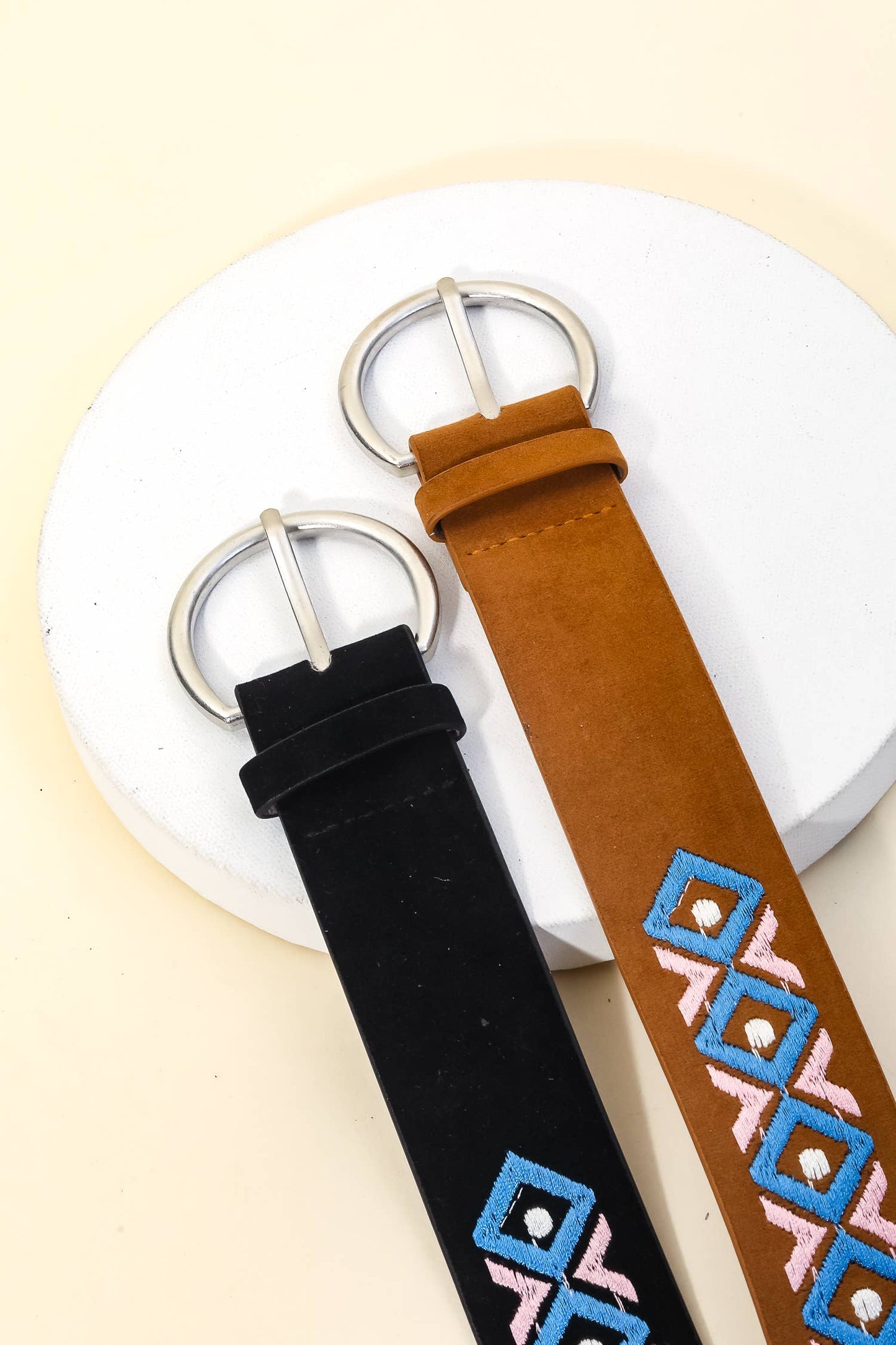 Boho Embroidered Round Buckle Belt