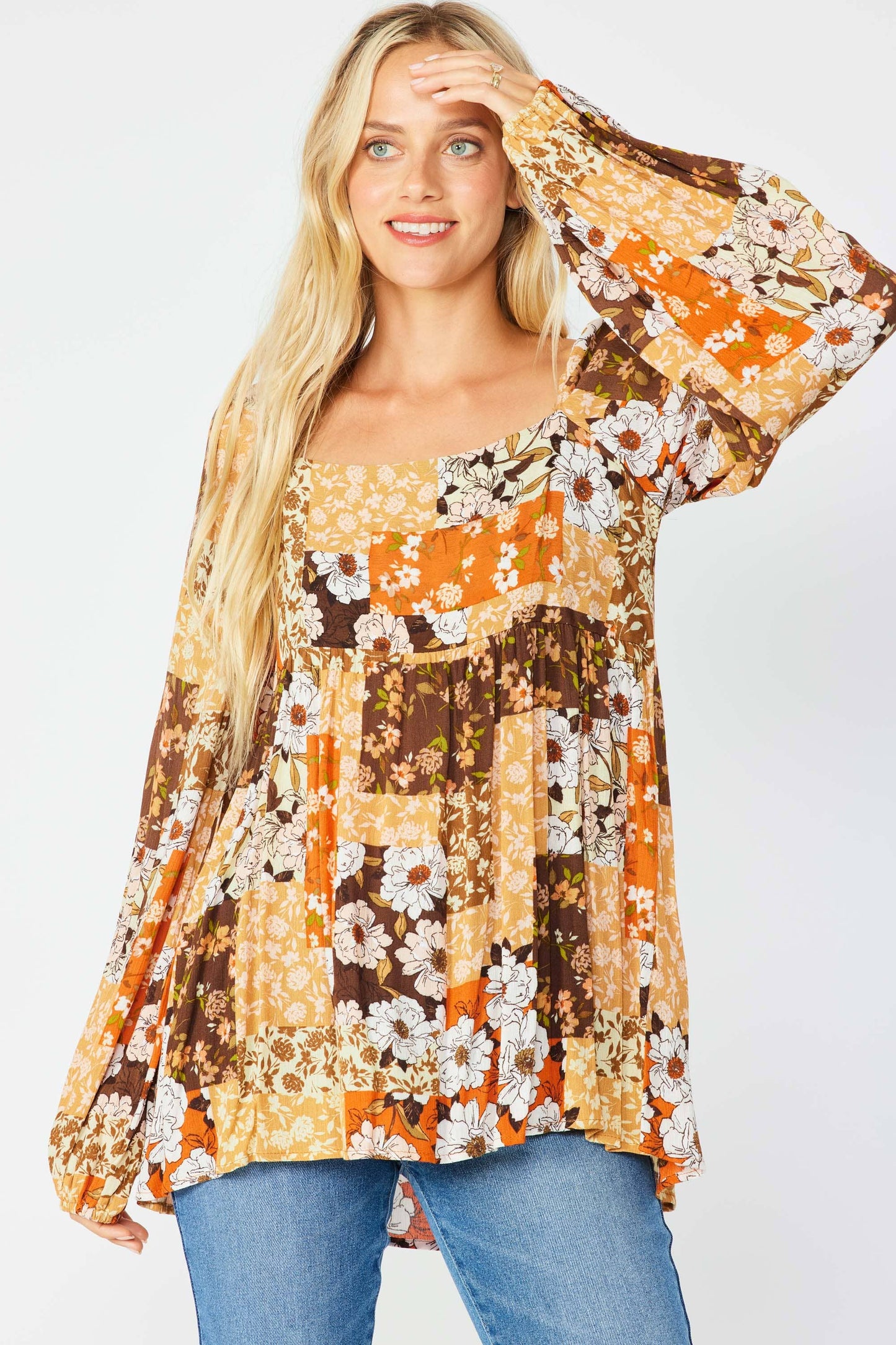 Multi Printed Babydoll Blouse