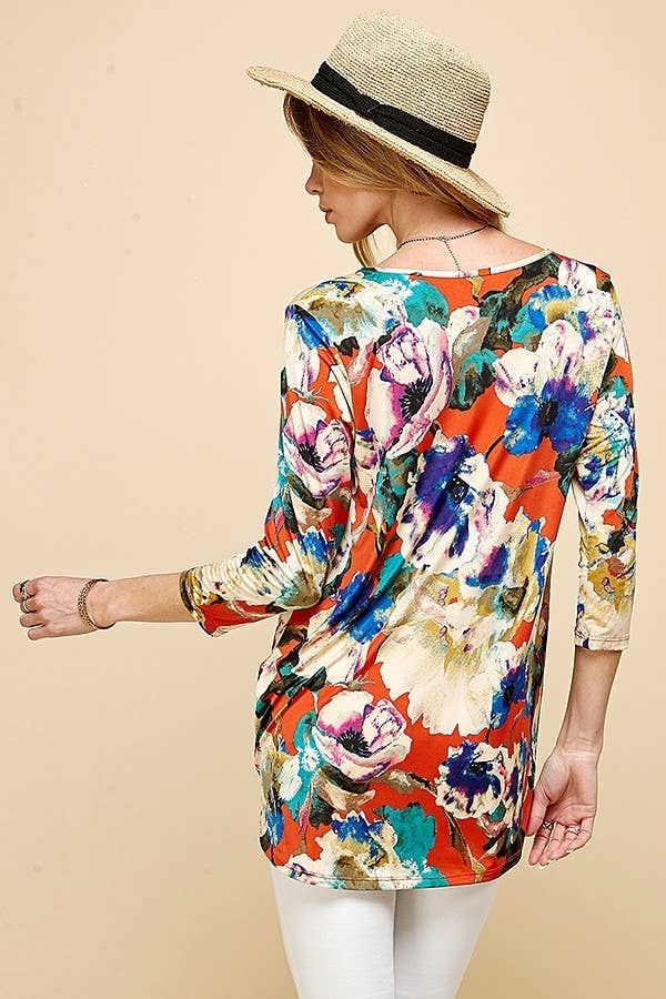 Soft Floral Twist Detailed Tunic