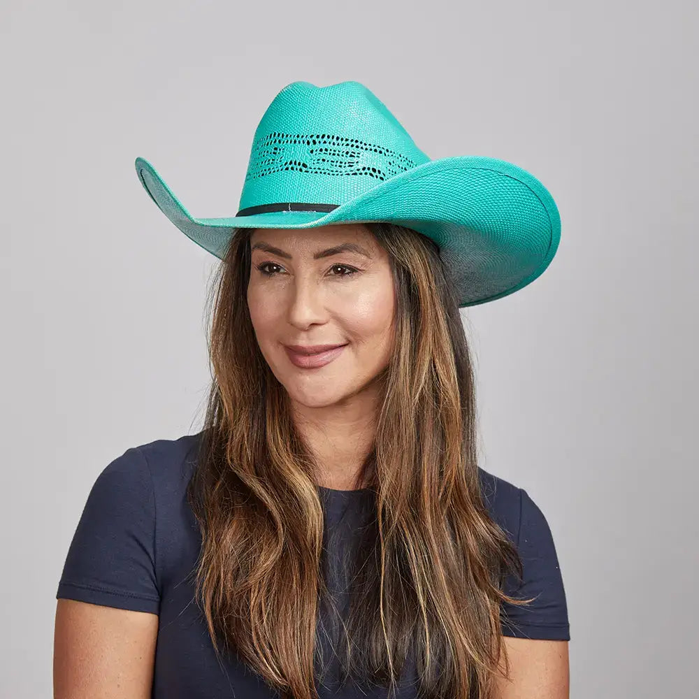 Bangora Straw Cowgirl Hat - Style Chelsea - Turquoise