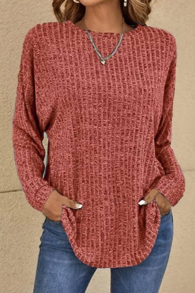 Casual Long Sleeve Crew Neck Pullover Top