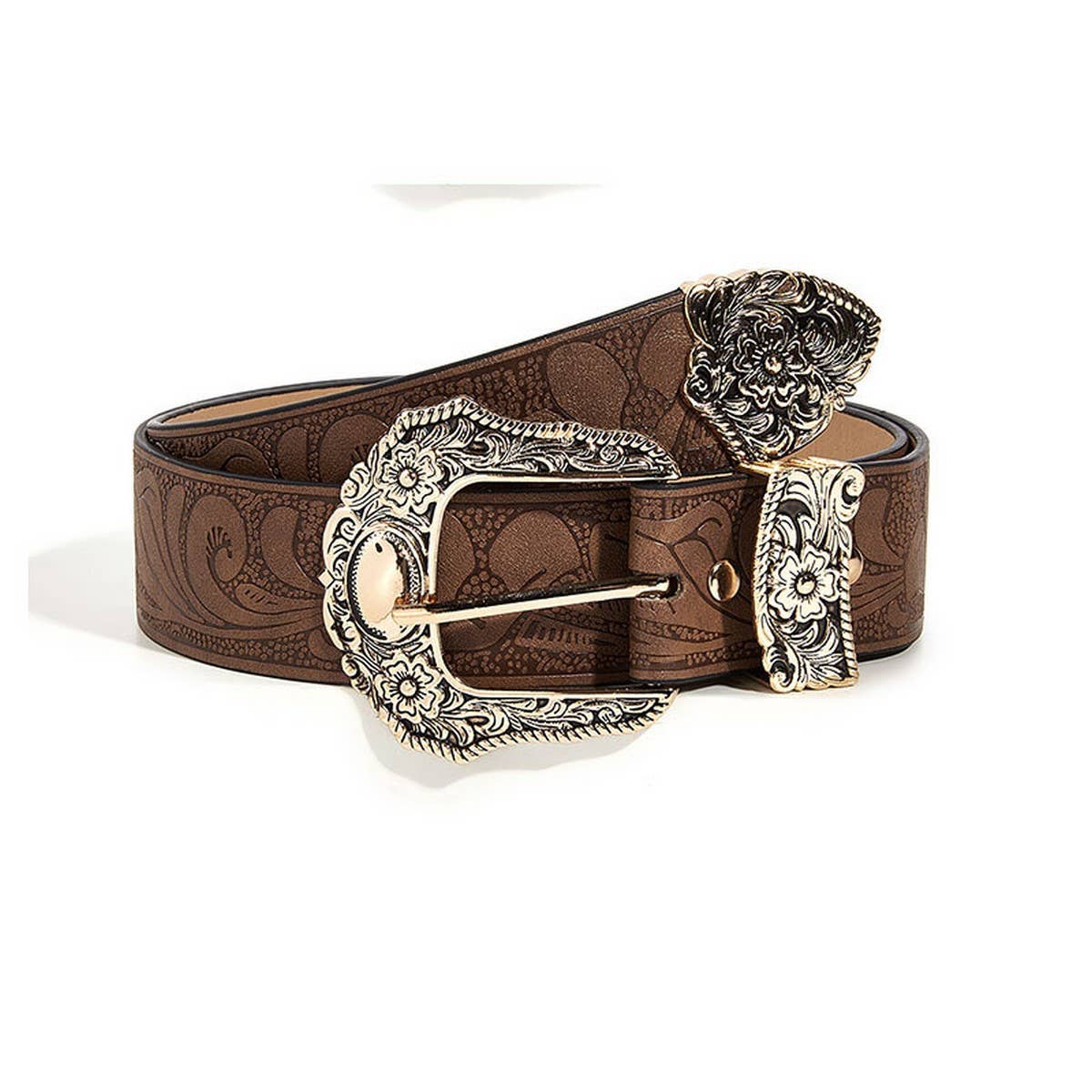 Brown Textured Printed Belt