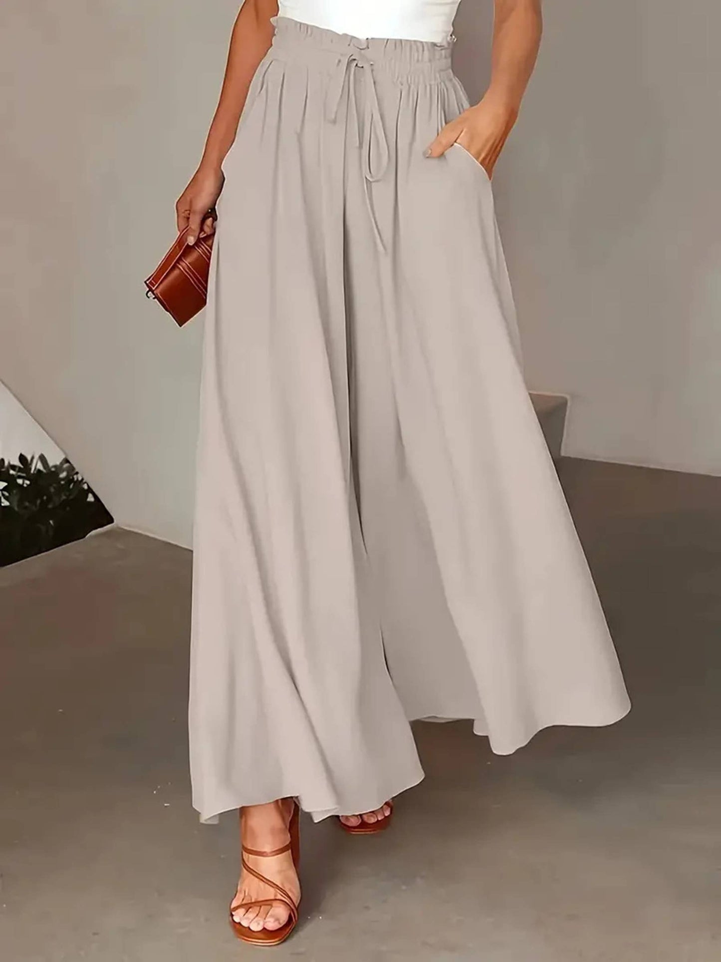 Polka Dot Printed Wide Leg Pants