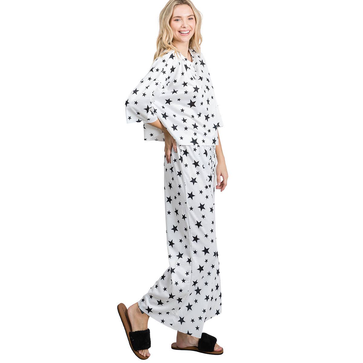 Star Print Kimono Loungewear Set