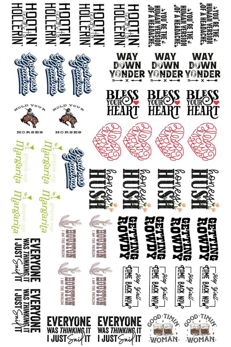 22 x 36 Funny Sayings Pre-Made Hat Gang Sheet