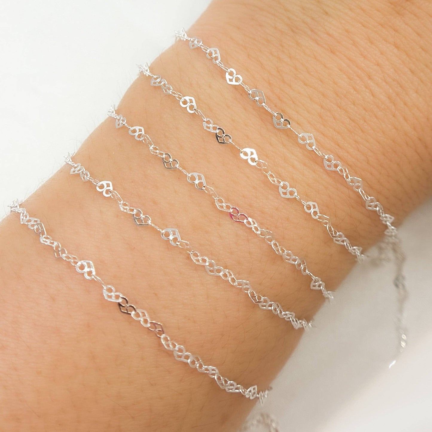925 Sterling Silver Heart Link Chain. V232SS