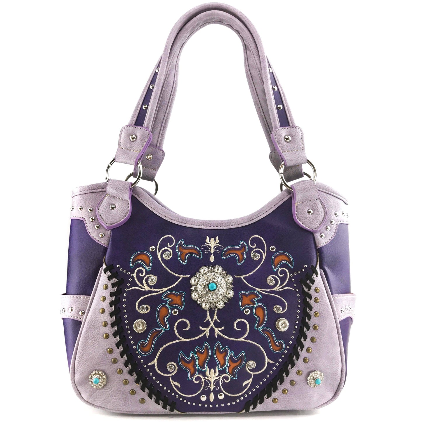 Western Concho Floral Tote Purse for Women
