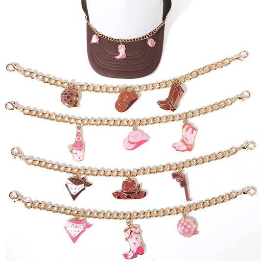 Western Cowboy Boots Hats Charm Trucker Hat Chain