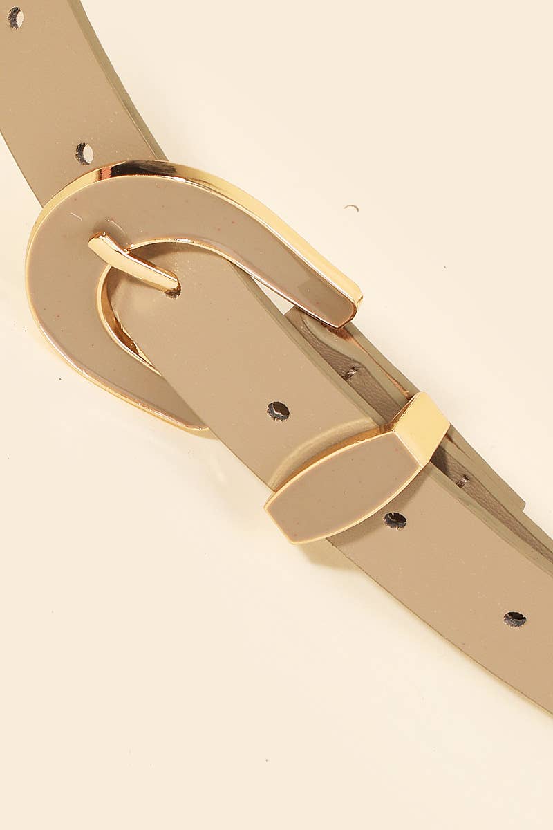 Enamel Buckle Faux Leather Belt