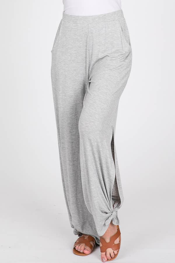 Split Side Tied Hem Pants