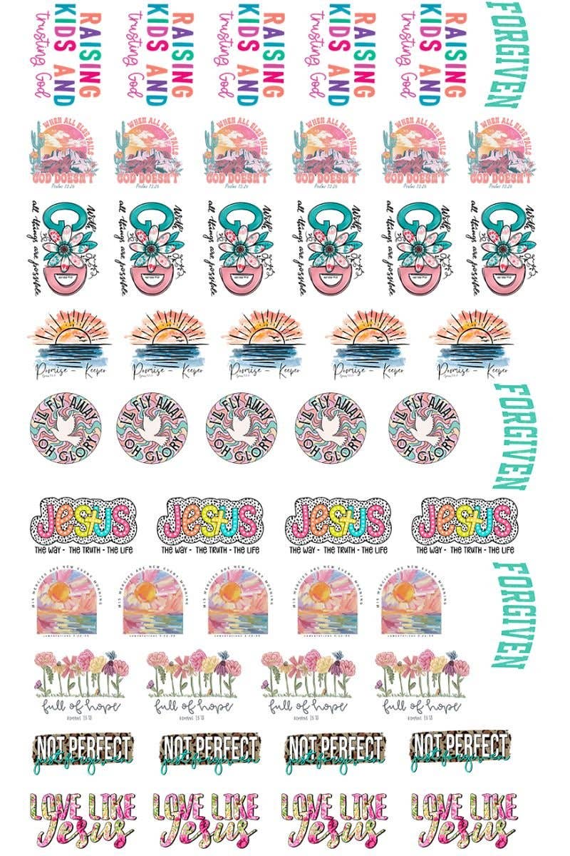 22 x 36 Religious Version 2 Pre-Made Hat Gang Sheet