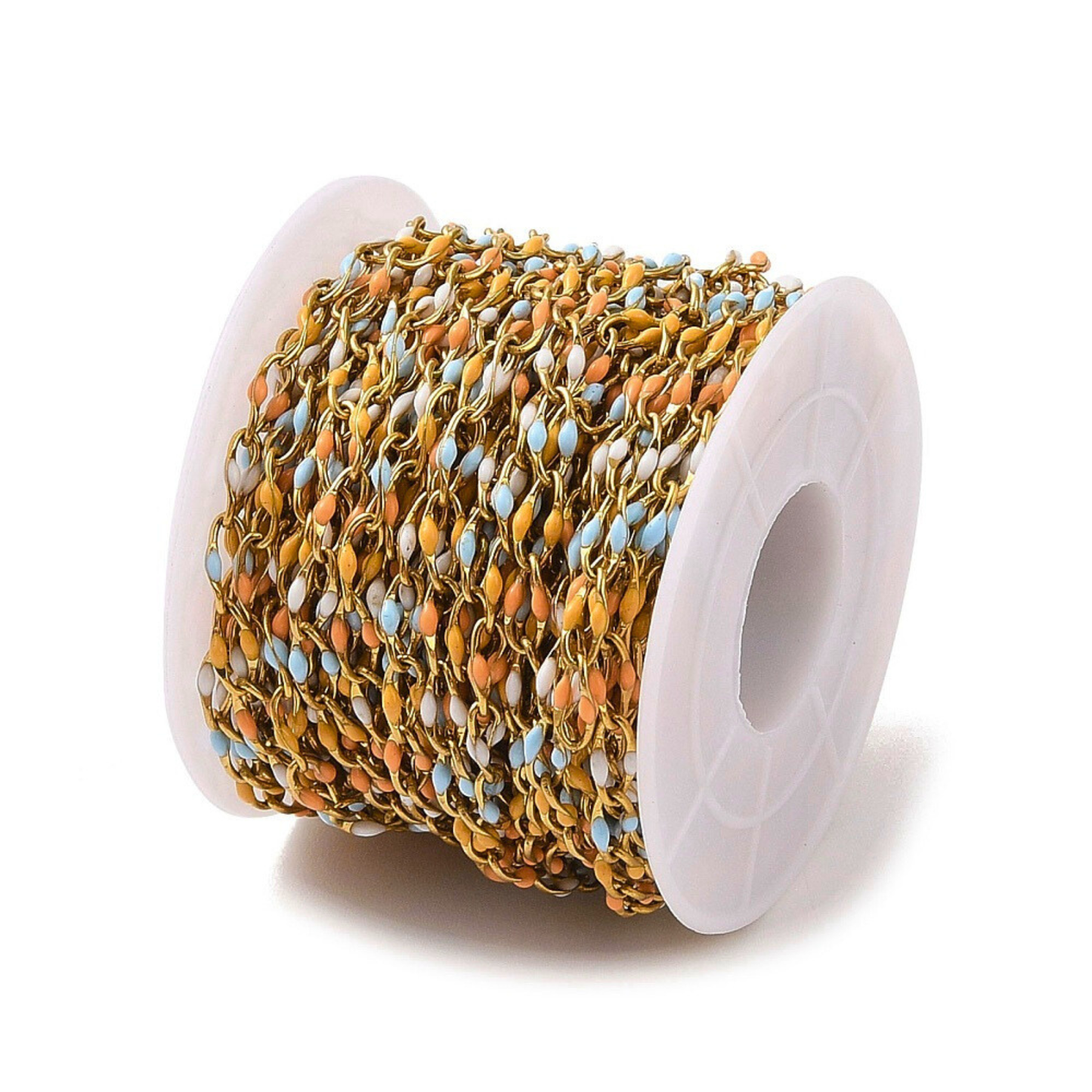 Autumn Skies Enamel Gold Link Chain By the Foot - Ion Plated Stainless Steel & Enamel