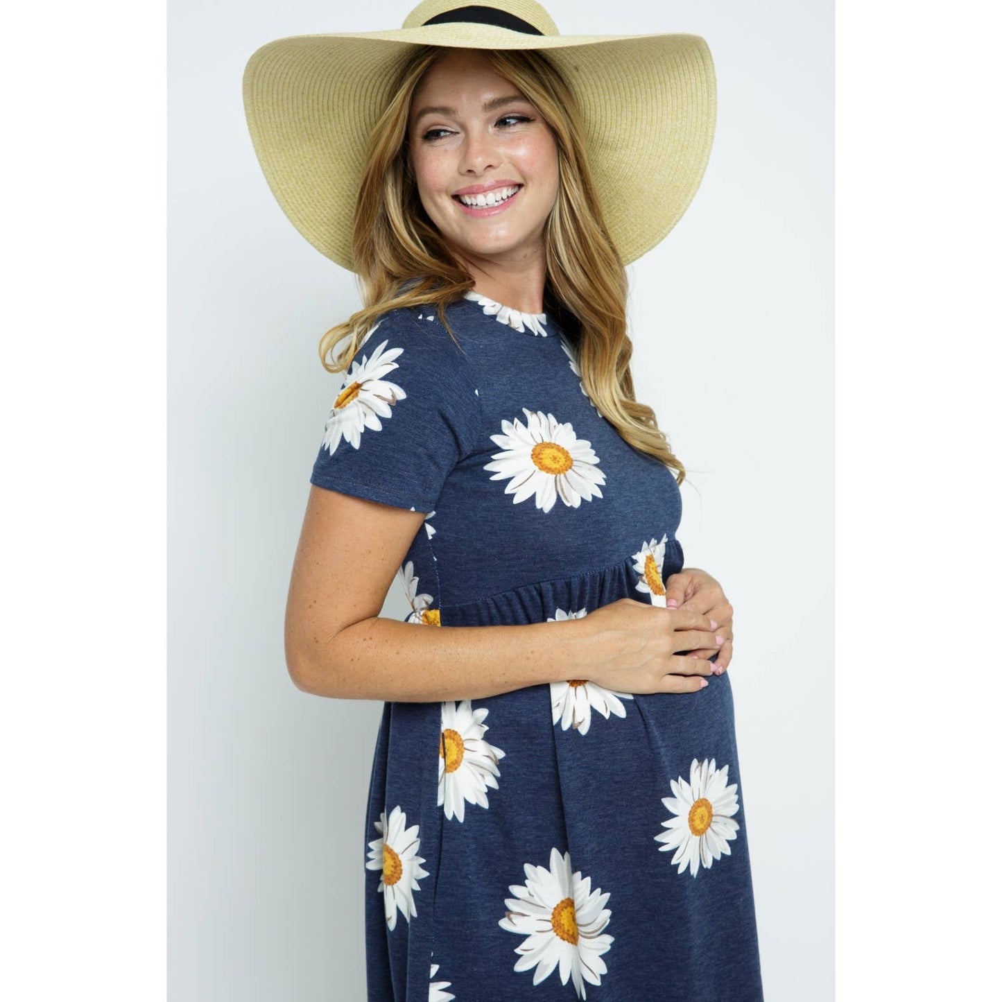 Floral Crew Neck Maternity Babydoll Dress