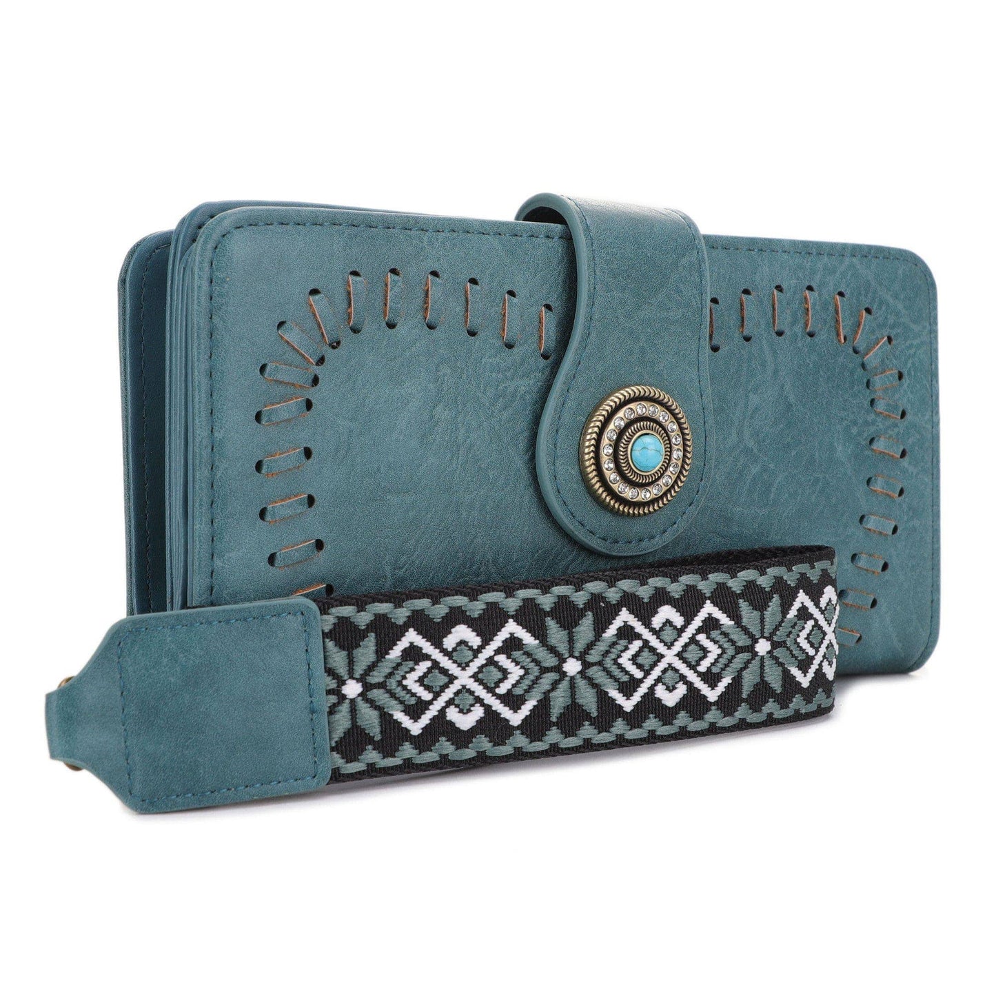 Dolly Western Wallet With Boho Wristlet Strap