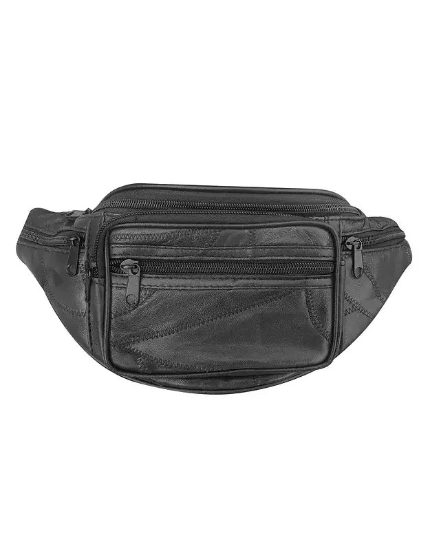 patch works lambskin fanny pack - black