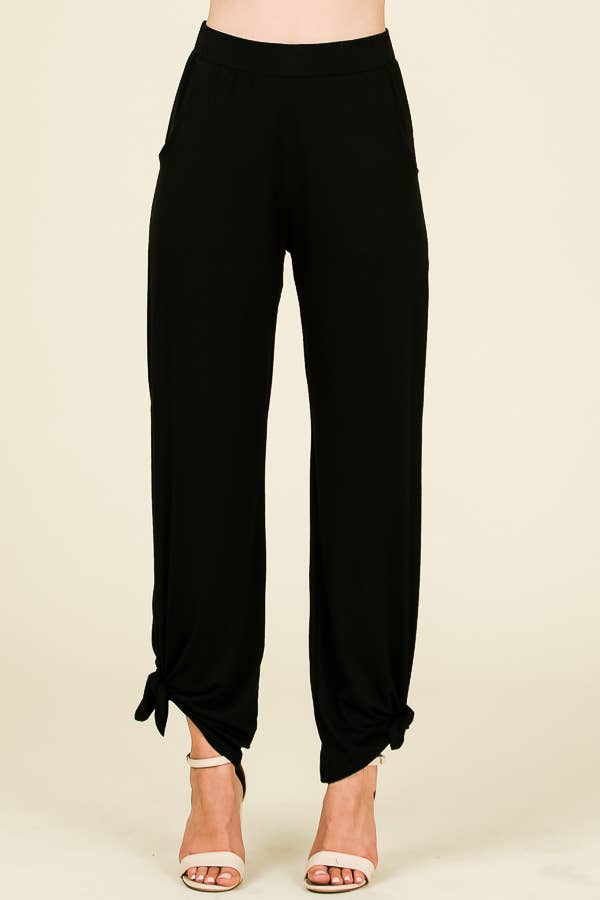 Split Side Tied Hem Pants