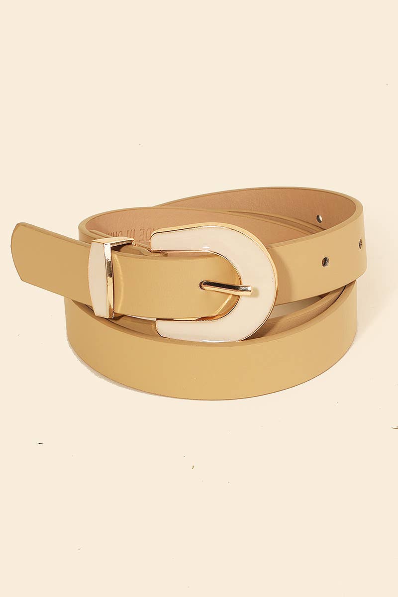 Enamel Buckle Faux Leather Belt