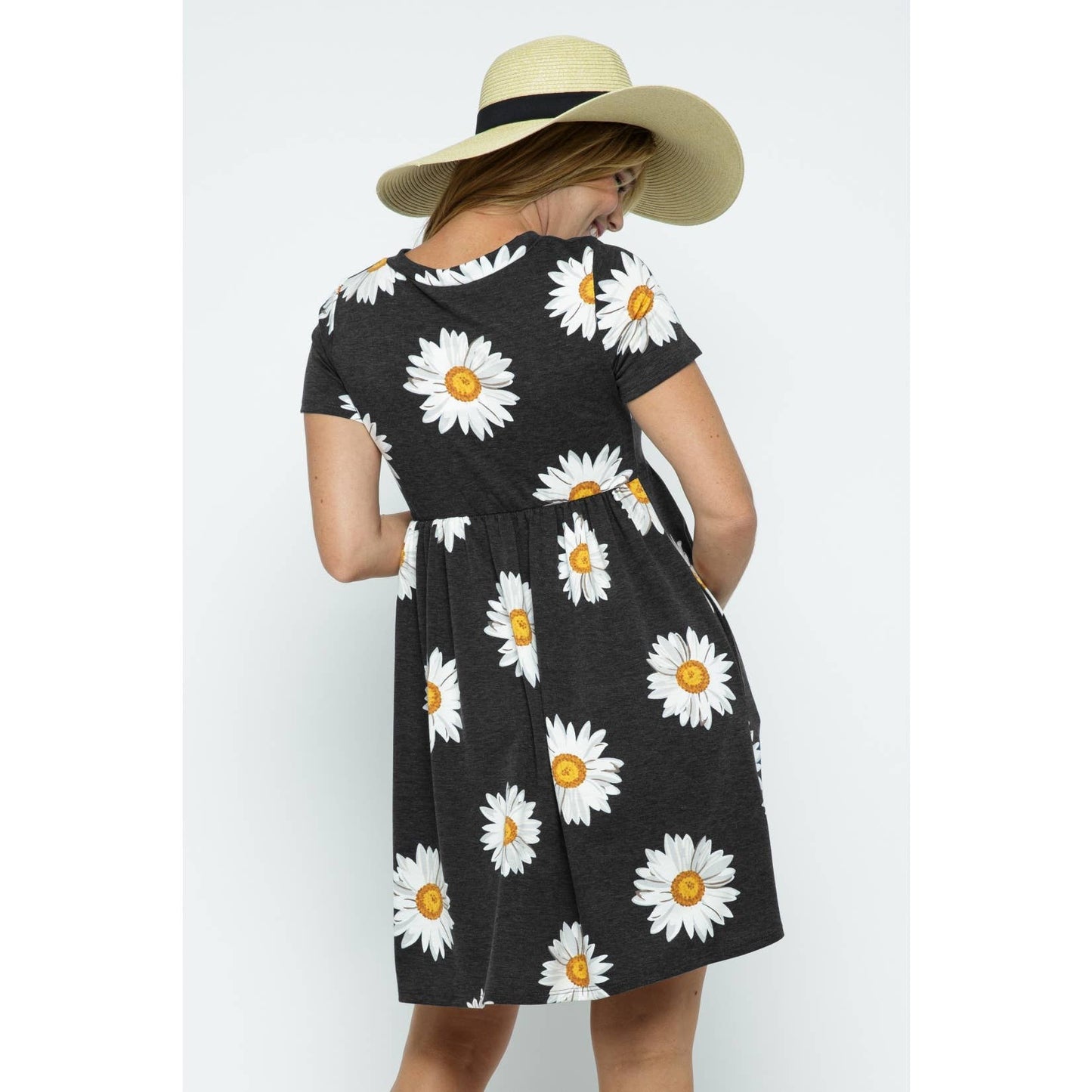 Floral Crew Neck Maternity Babydoll Dress