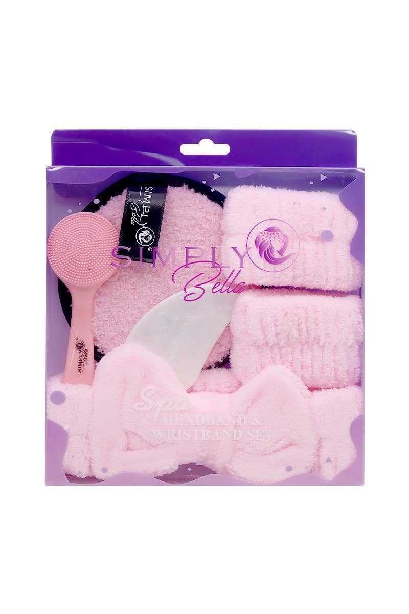 Simply Bella Pink Spa Headband & Wristband Set