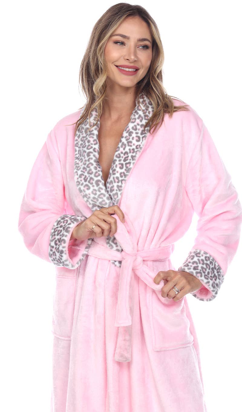 Women's and Plus Size Leopard Print Cozy Lounge Robe