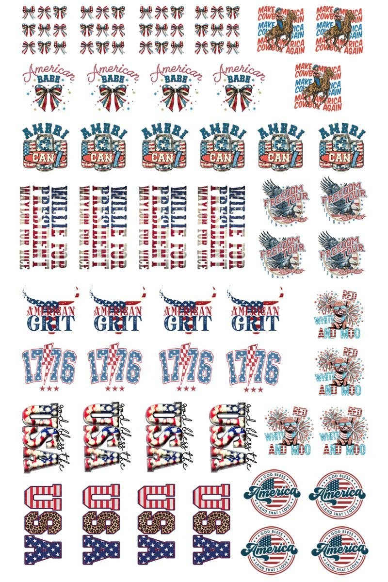 22 x 36 Patriotic Version 2 Pre-Made Hat Gang Sheet
