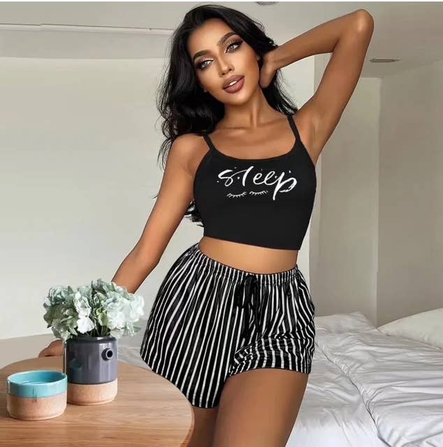 Women's Cropped Tank and shorts Sleepwear Set