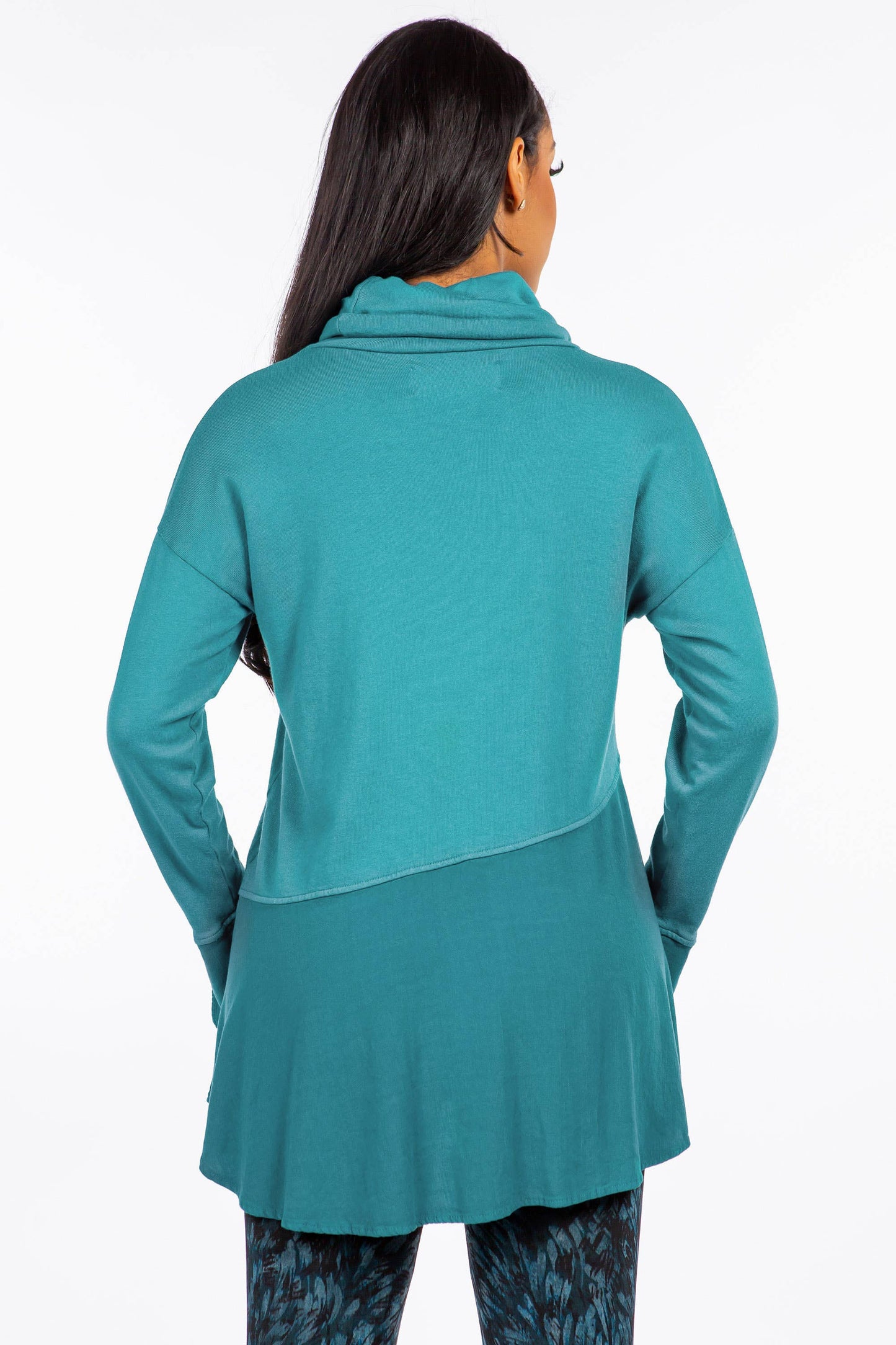 Cowl Neck Tunic with Asymmetric Panel