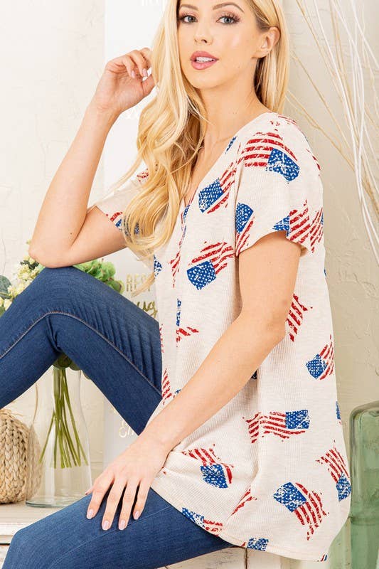 Plus American Flag Print Top