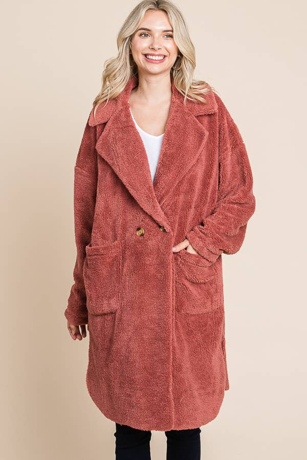 Double Breast Solid Long Coat