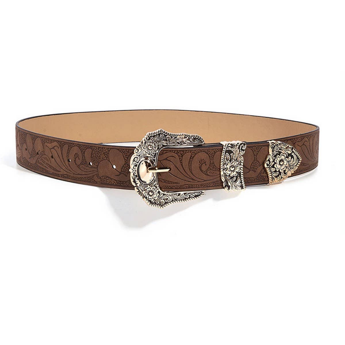 Brown Textured Printed Belt